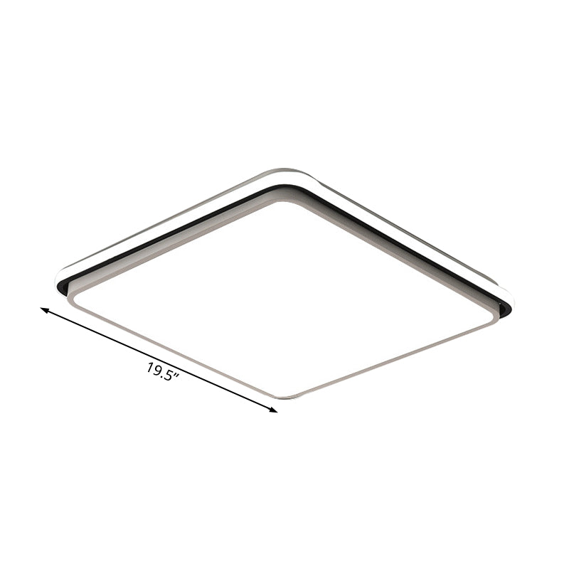 Modern LED Acrylic Flush Mount Ceiling Light - 16"/19.5"/35.5" Wide Black & White Square/Rectangle, White/Warm Light