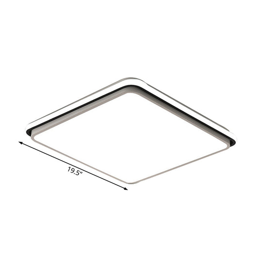 Modern LED Acrylic Flush Mount Ceiling Light - 16"/19.5"/35.5" Wide Black & White Square/Rectangle, White/Warm Light