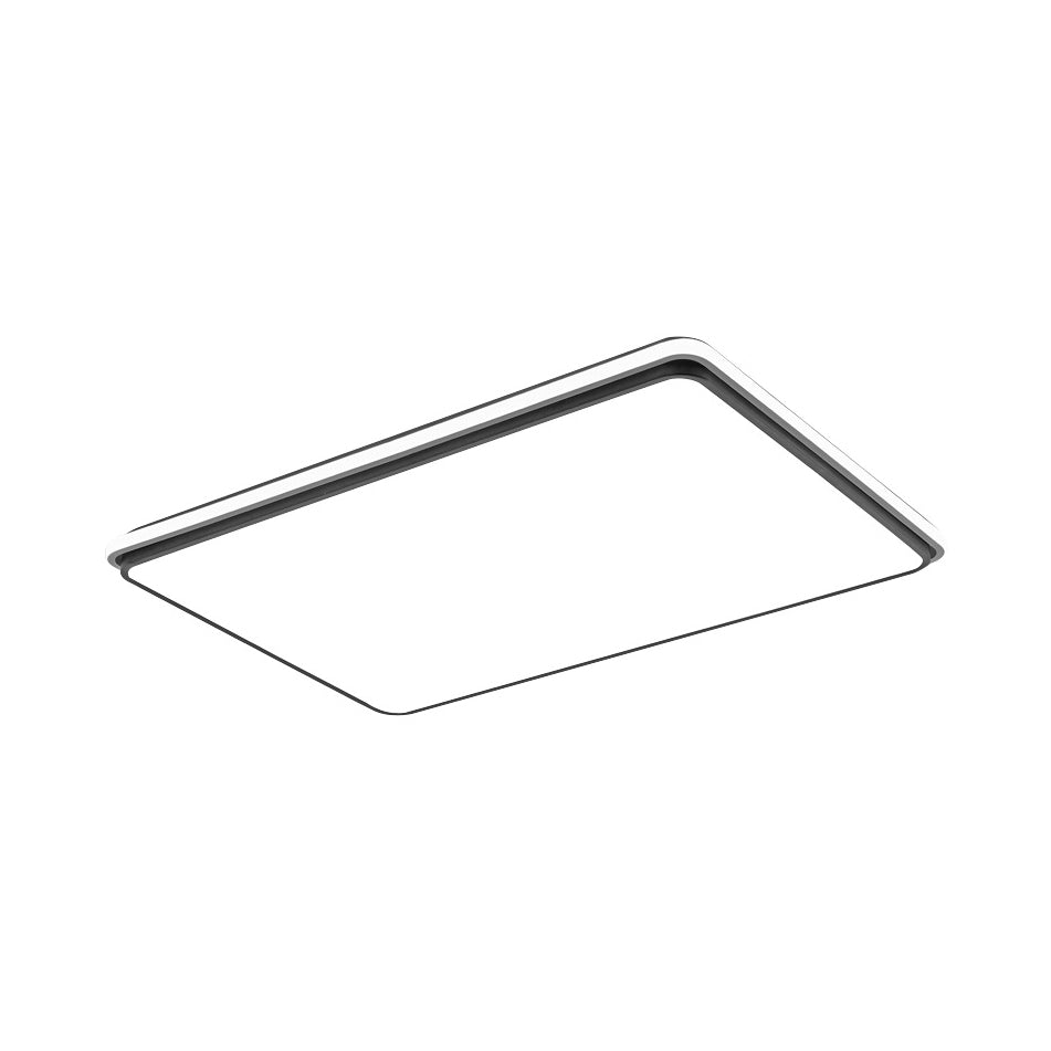 Modern LED Acrylic Flush Mount Ceiling Light - 16"/19.5"/35.5" Wide Black & White Square/Rectangle, White/Warm Light