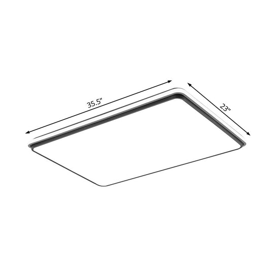 Modern LED Acrylic Flush Mount Ceiling Light - 16"/19.5"/35.5" Wide Black & White Square/Rectangle, White/Warm Light