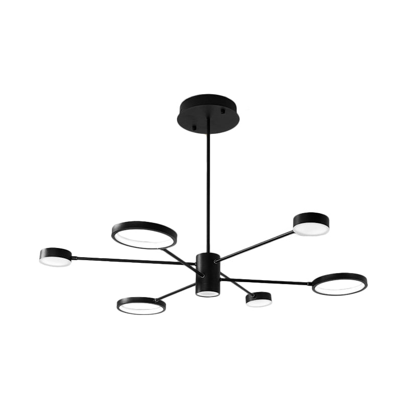 Modern Acrylic Sputnik Chandelier Pendant Light: Black LED Hanging Lamp Fixture with 6/8/10 Lights in White/Warm Light