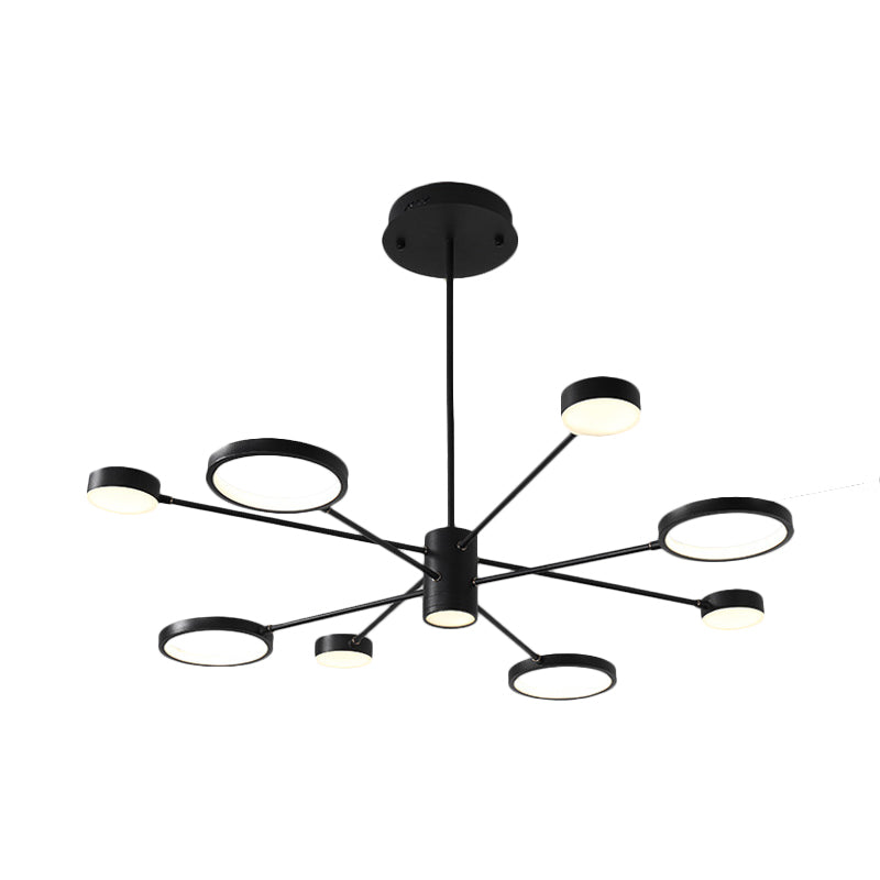 Modern Acrylic Sputnik Chandelier Pendant Light: Black LED Hanging Lamp Fixture with 6/8/10 Lights in White/Warm Light