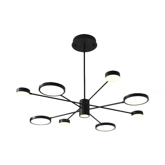 Modern Acrylic Sputnik Chandelier Pendant Light: Black LED Hanging Lamp Fixture with 6/8/10 Lights in White/Warm Light