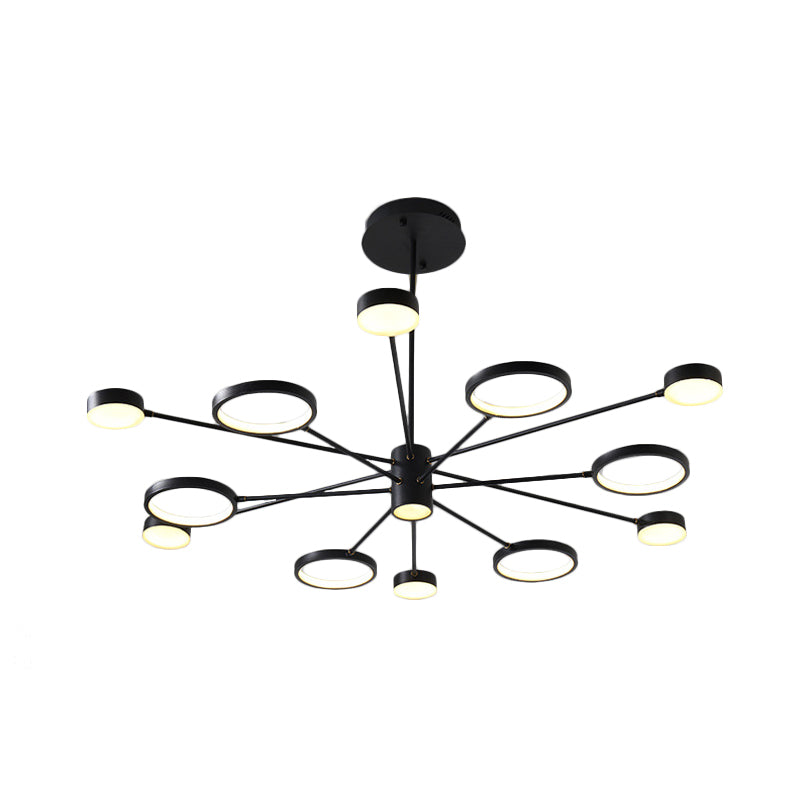 Modern Acrylic Sputnik Chandelier Pendant Light: Black LED Hanging Lamp Fixture with 6/8/10 Lights in White/Warm Light