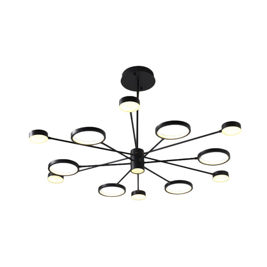 Modern Acrylic Sputnik Chandelier Pendant Light: Black LED Hanging Lamp Fixture with 6/8/10 Lights in White/Warm Light