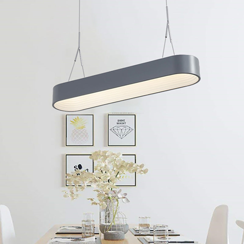 Modern Metal Rectangle LED Chandelier Lighting - 33.5"/47" Wide - White/Grey - Hanging Lamp Kit with Recessed Diffuser