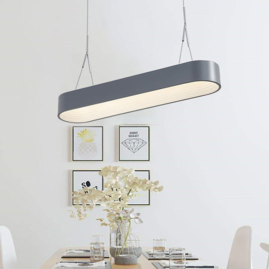 Modern Metal Rectangle LED Chandelier Lighting - 33.5"/47" Wide - White/Grey - Hanging Lamp Kit with Recessed Diffuser