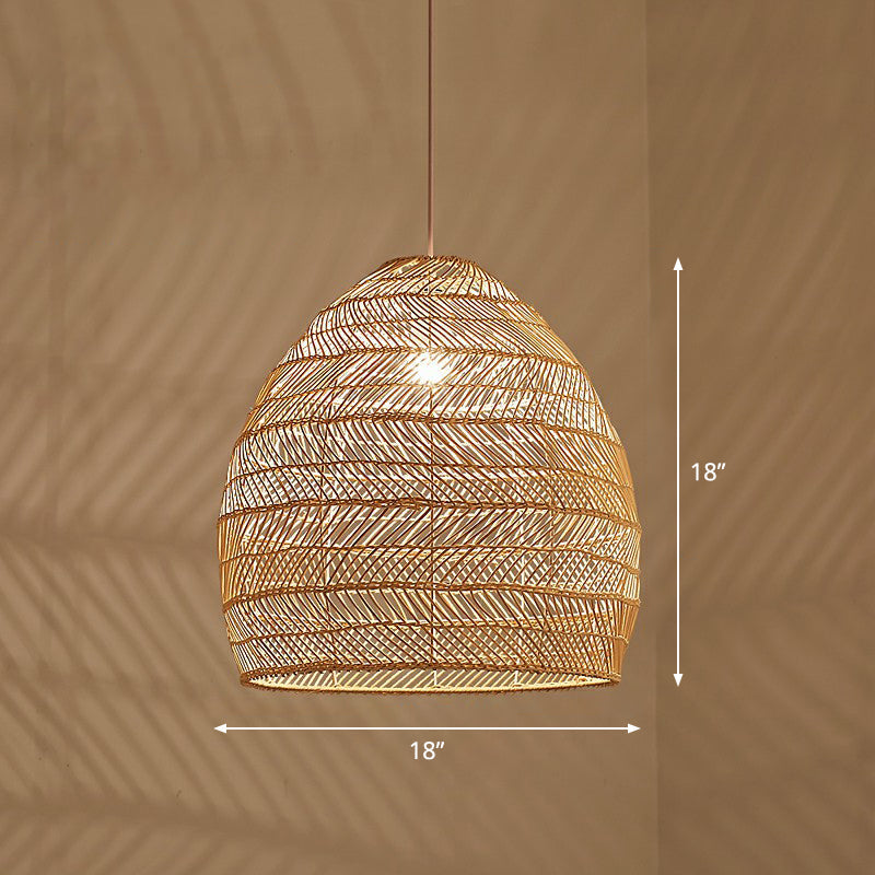 Minimalist Single-Bulb Hanging Lamp With Rattan Shade | Restaurant Ceiling Light