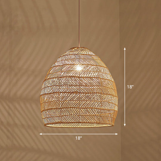 Minimalist Single-Bulb Hanging Lamp With Rattan Shade | Restaurant Ceiling Light