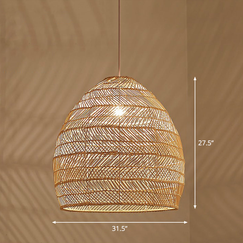 Minimalist Single-Bulb Hanging Lamp With Rattan Shade | Restaurant Ceiling Light