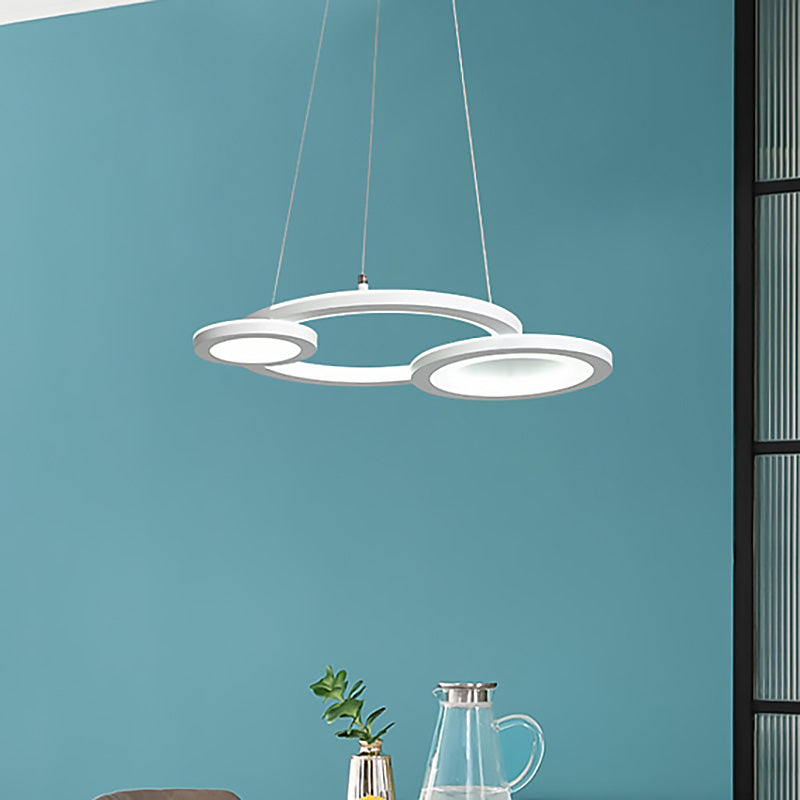 Modern Acrylic Round Chandelier Pendant Light with LED, White/Grey Finish for Dining Room in White/Warm Light