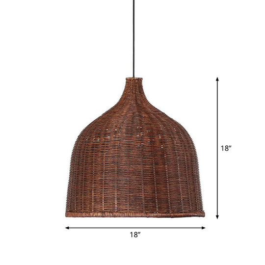 Bamboo Pendant Light Fixture - Asian Cloche Style For Dining Room Coffee / 18