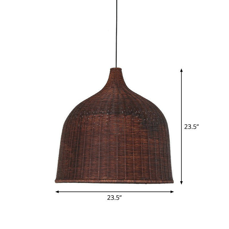 Bamboo Pendant Light Fixture - Asian Cloche Style For Dining Room Coffee / 23.5