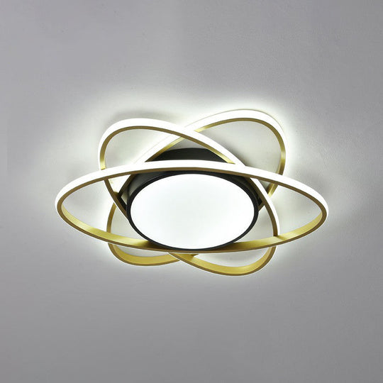 Modern Black Surface Mount LED Ceiling Light with Metallic Floral Design