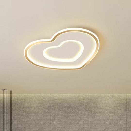 Ultra-Thin Gold Love Heart Led Ceiling Light For Bedroom