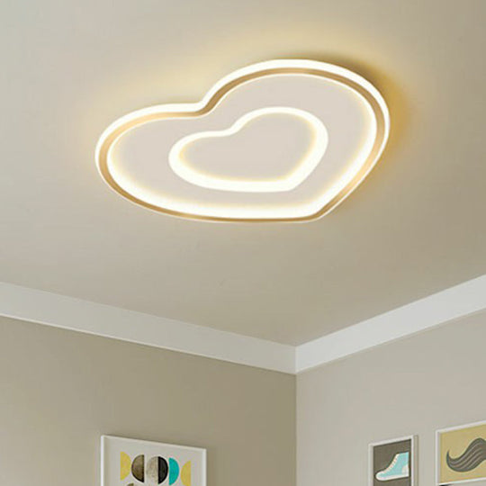 Plafonnier LED ultra fin en forme de cœur doré pour chambre à coucher