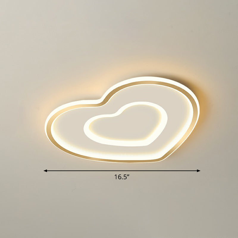Plafonnier LED ultra fin en forme de cœur doré pour chambre à coucher