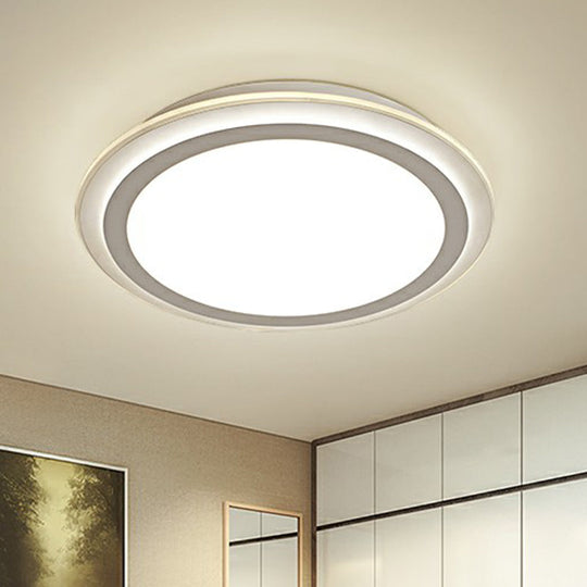 Nordic Acrylic Led Ceiling Light - White Disc Flush Mount Ideal For Office Spaces / 12.5