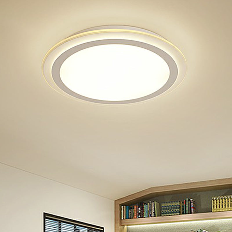 Nordic Acrylic LED Ceiling Light - White Disc Flush Mount - Ideal for Office Spaces