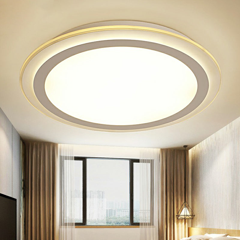 Nordic Acrylic LED Ceiling Light - White Disc Flush Mount - Ideal for Office Spaces