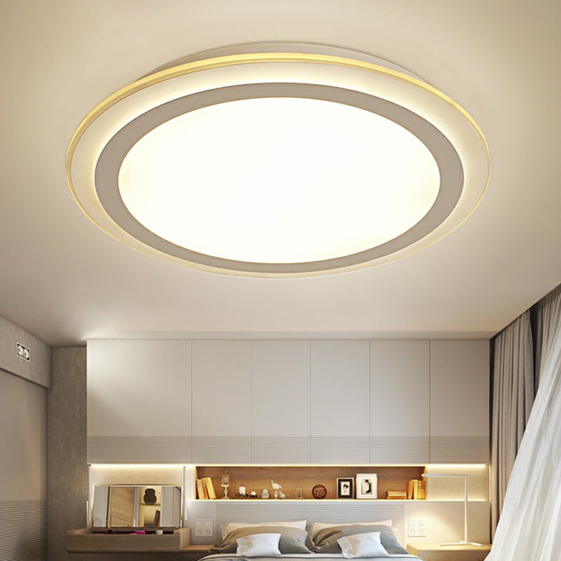 Nordic Acrylic LED Ceiling Light - White Disc Flush Mount - Ideal for Office Spaces