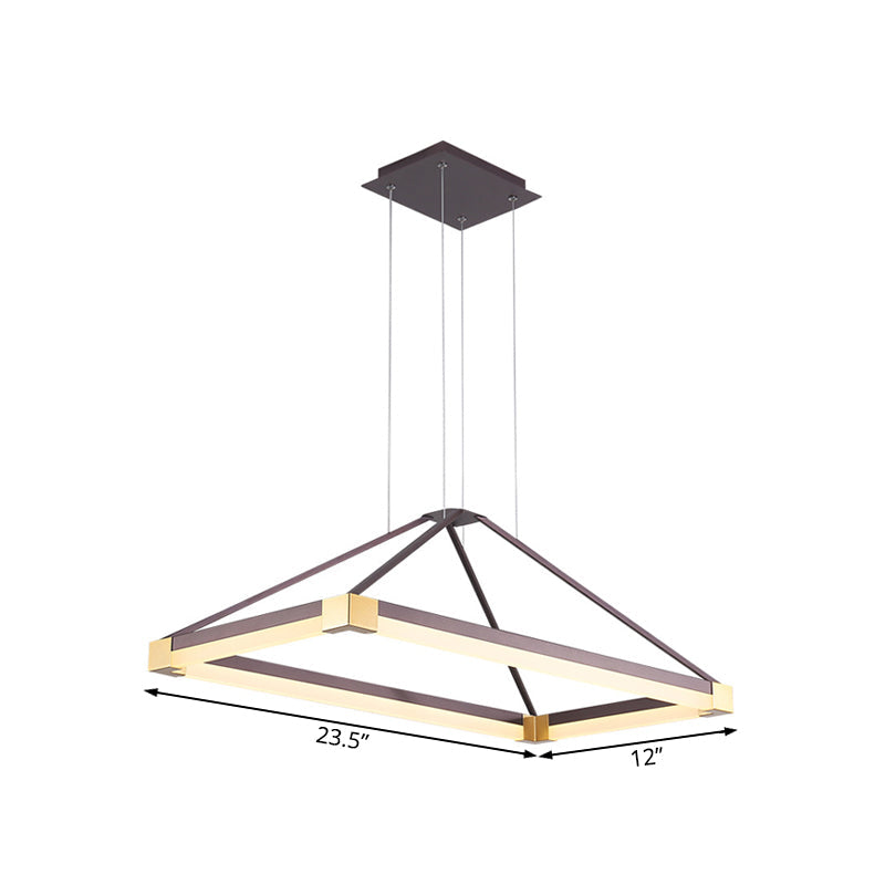 Modernist LED Pyramid Chandelier - White/Coffee, 23.5"/31.5"/39" Wide, Metal Ceiling Pendant Fixture with Warm Light