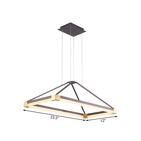 Modernist LED Pyramid Chandelier - White/Coffee, 23.5"/31.5"/39" Wide, Metal Ceiling Pendant Fixture with Warm Light