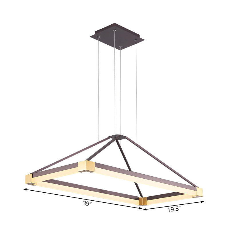 Modern Pyramid Chandelier - White/Coffee 23.5/31.5/39 Wide Led Metal Ceiling Pendant Fixture Warm