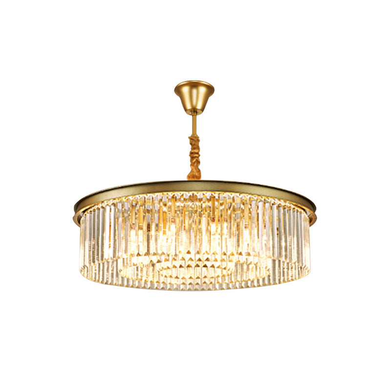 Modern Gold Finish Round Crystal Ceiling Chandelier For Living Room
