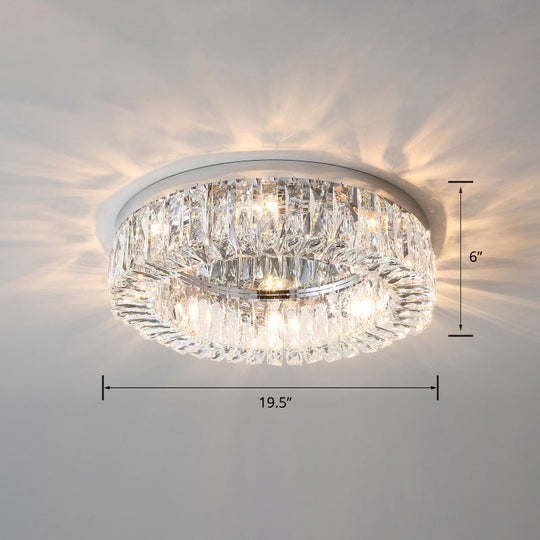 Beveled Cut Crystal Flush Mount Ceiling Light for Bedroom - Simple Style & Elegance