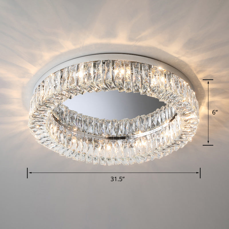Beveled Cut Crystal Flush Mount Ceiling Light for Bedroom - Simple Style & Elegance