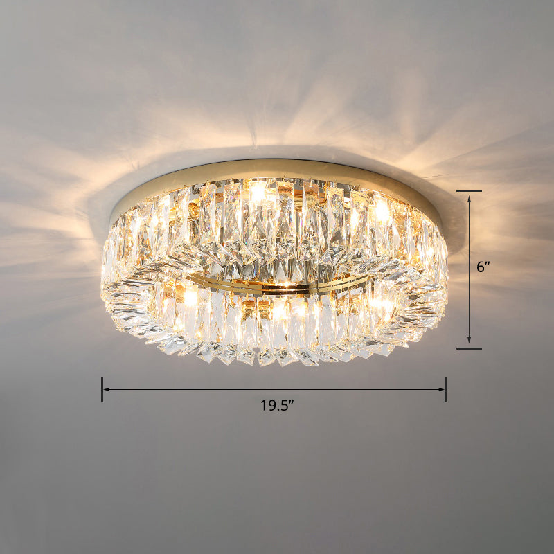 Beveled Cut Crystal Flush Mount Ceiling Light for Bedroom - Simple Style & Elegance