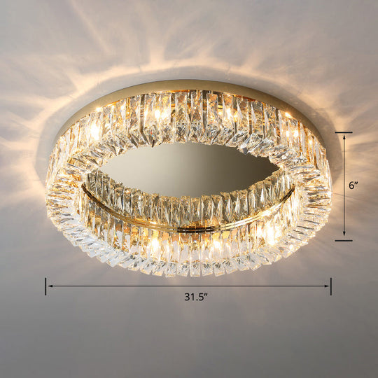 Beveled Cut Crystal Flush Mount Ceiling Light for Bedroom - Simple Style & Elegance