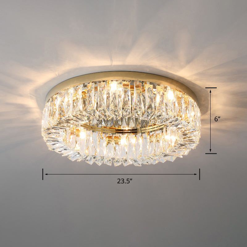 Beveled Cut Crystal Flush Mount Ceiling Light for Bedroom - Simple Style & Elegance