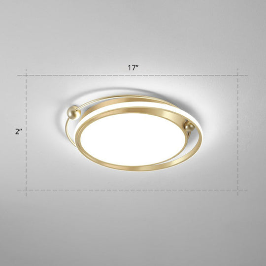 Modern Gold LED Ceiling Light with Halo Ring Flush Mount for Bedroom