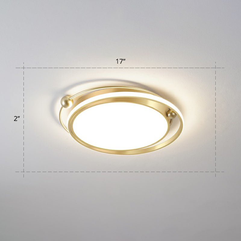 Modern Gold LED Ceiling Light with Halo Ring Flush Mount for Bedroom