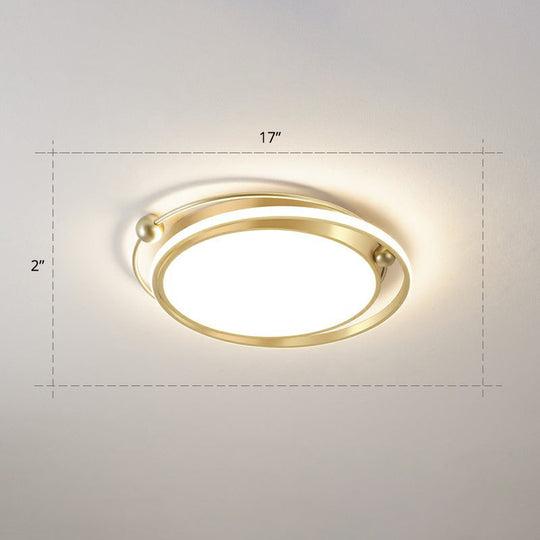 Modern Gold LED Ceiling Light with Halo Ring Flush Mount for Bedroom