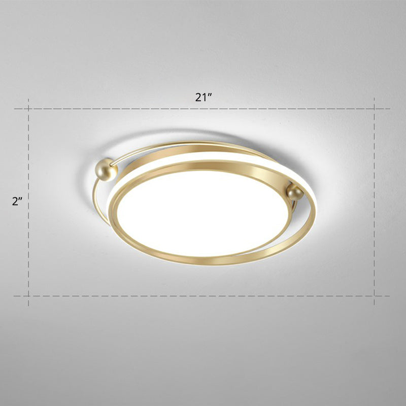 Modern Gold LED Ceiling Light with Halo Ring Flush Mount for Bedroom
