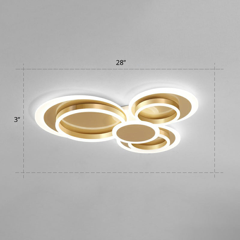 Contemporary Flushmount LED Ceiling Light - Gold Finish, Metallic Ring Shape