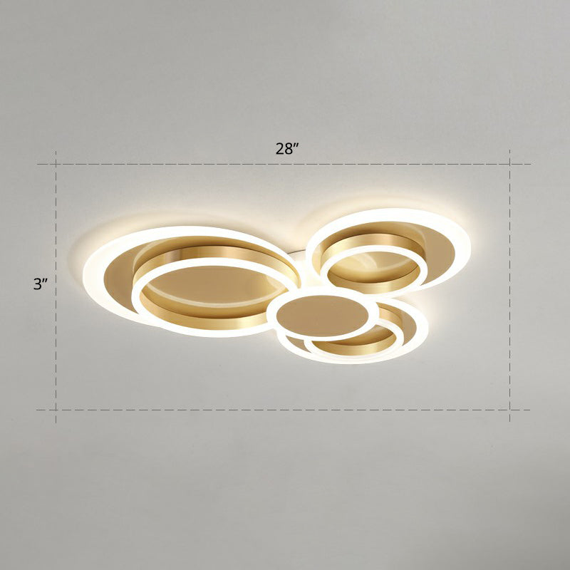Contemporary Flushmount LED Ceiling Light - Gold Finish, Metallic Ring Shape