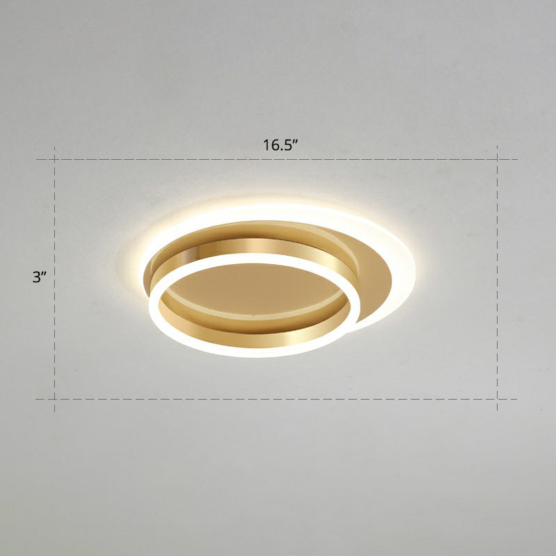 Contemporary Flushmount LED Ceiling Light - Gold Finish, Metallic Ring Shape