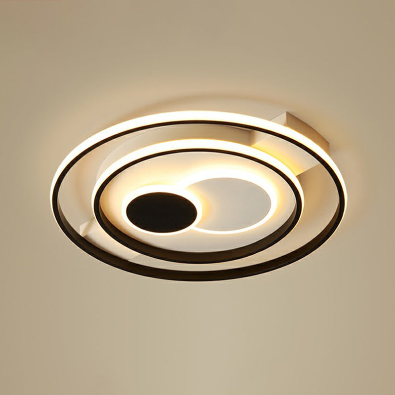 LED Black Flush Mount Ceiling Light for Bedroom - Simple Acrylic Circle Design