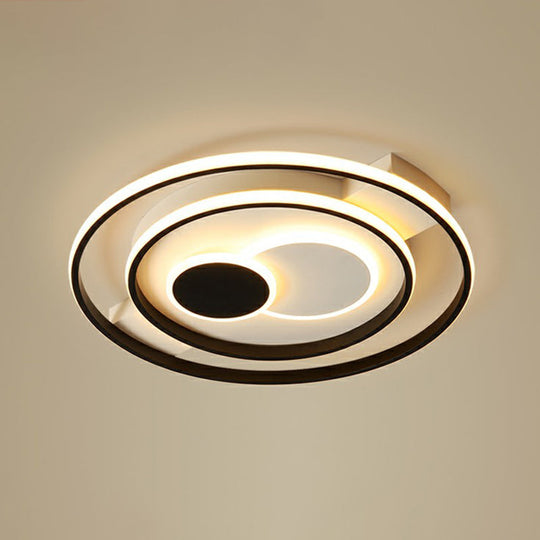 LED Black Flush Mount Ceiling Light for Bedroom - Simple Acrylic Circle Design