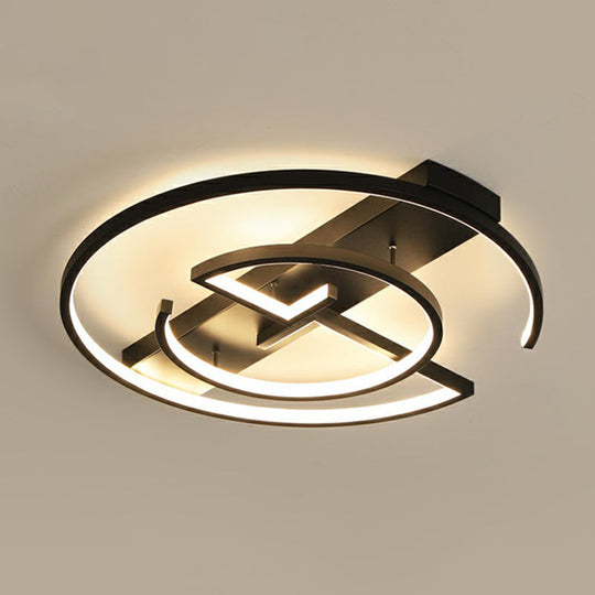 Metal LED Flush Light Fixture - Sleek Black Ceiling Lamp for Bedroom