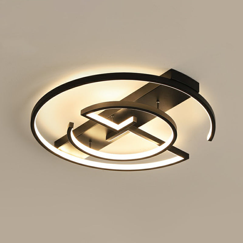 Metal LED Flush Light Fixture - Sleek Black Ceiling Lamp for Bedroom