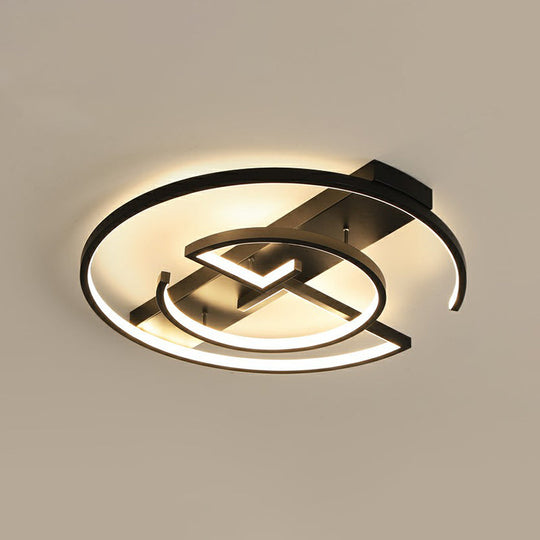 Metal LED Flush Light Fixture - Sleek Black Ceiling Lamp for Bedroom