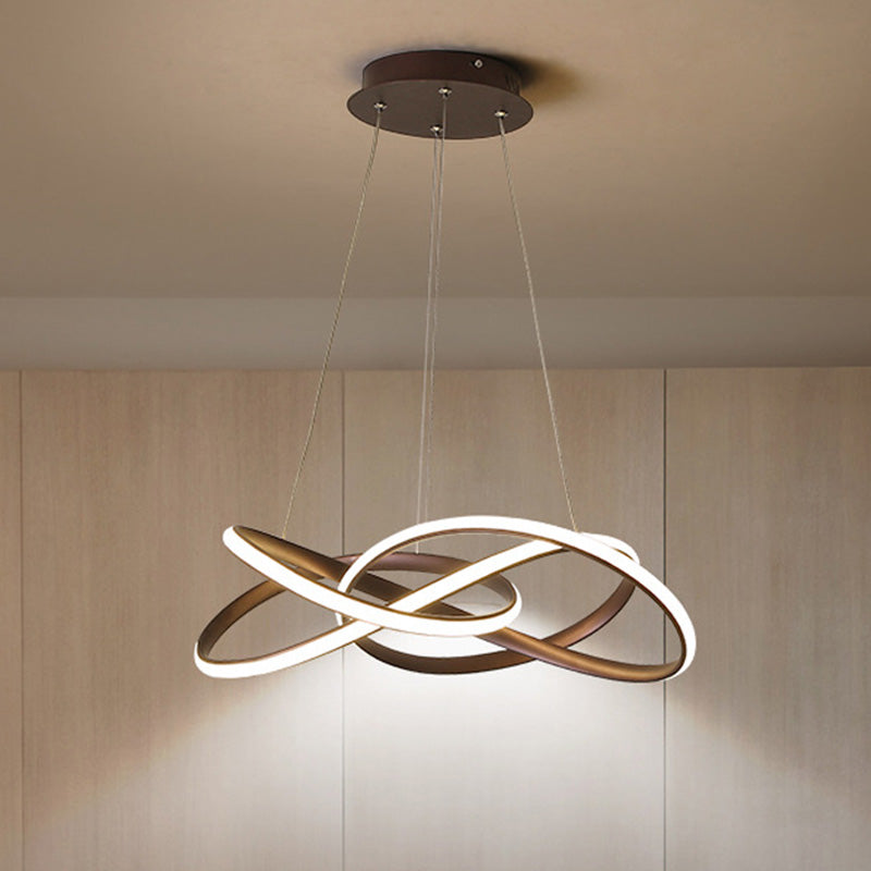 Modern LED Coffee Chandelier Lamp - White/Warm Light - Seamless Curve Design