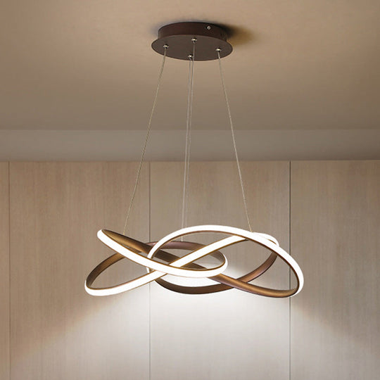 Modern LED Coffee Chandelier Lamp - White/Warm Light - Seamless Curve Design