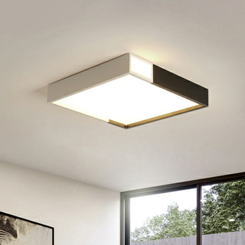 Modern Black Geometric Acrylic Shade Flush Mount Ceiling Light for Bedrooms