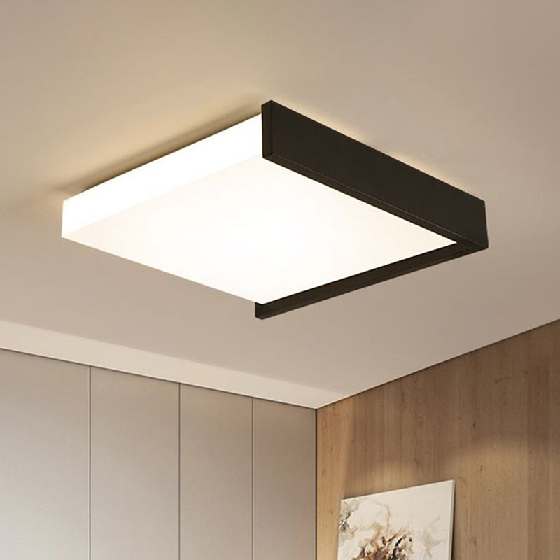 Modern Nordic LED Ceiling Light with Acrylic Square Design in Black and White